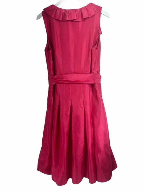 Jessica Howard Hot Pink Ruffled V-Neck Tie-Waist Dress size 12 - Picture 4 of 16
